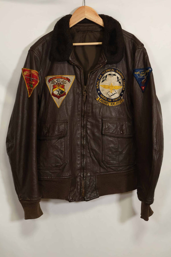 1960年代 アメリカ海軍 G-1 フライトジャケット ラベル欠損 初付けパッチ付き 中古品