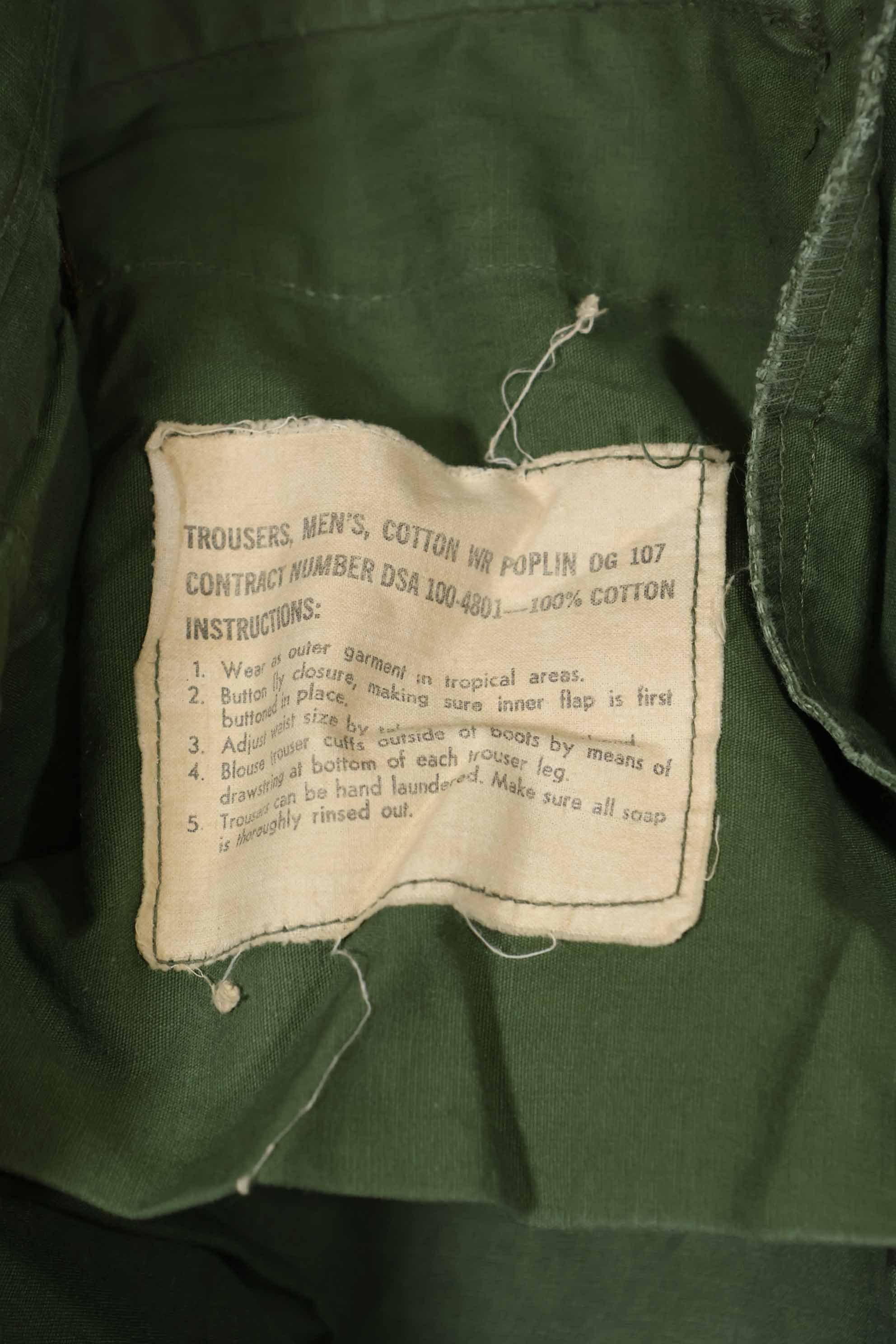 1960年代中盤製 3rd Model ノンリップストップ ジャングルファティーグ パンツ L-L 中古品