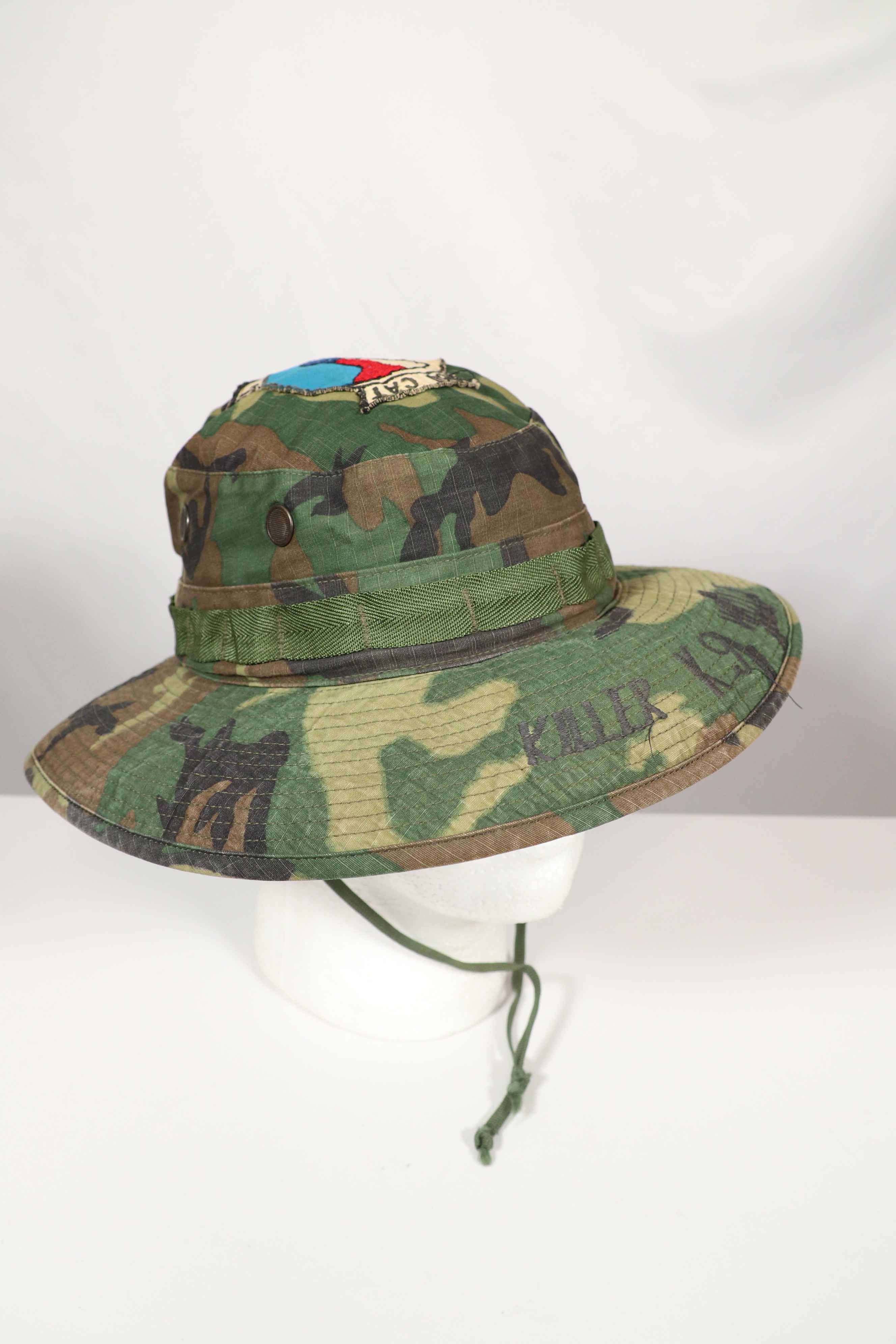 実物 ERDL 官給品ブーニーハット アメリカ軍 K-9 軍用犬 ローカルメイドパッチ&刺繍入り