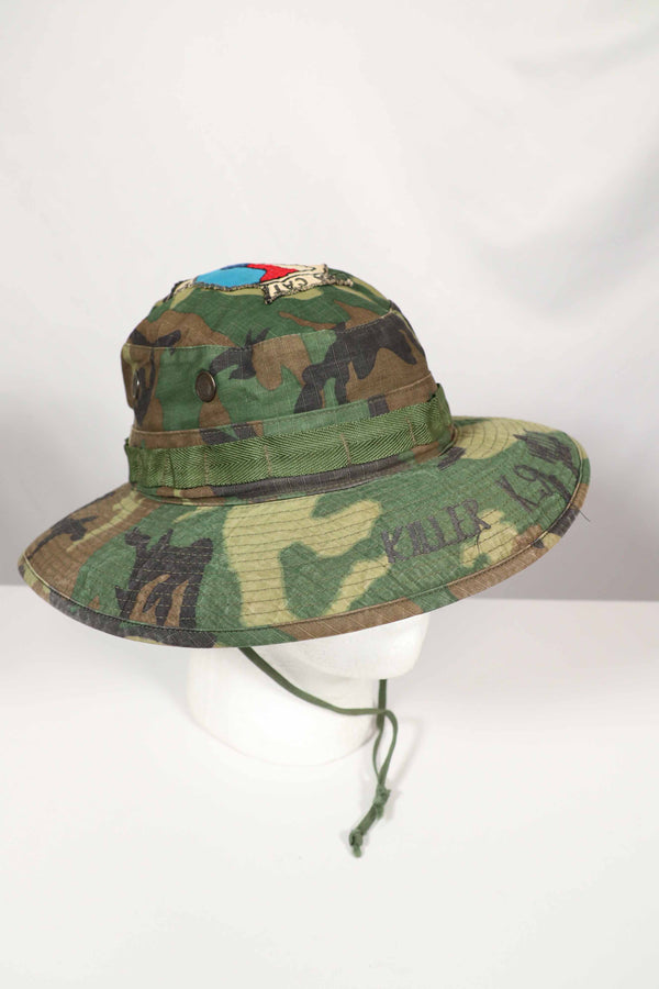 実物 ERDL 官給品ブーニーハット アメリカ軍 K-9 軍用犬 ローカルメイドパッチ&刺繍入り