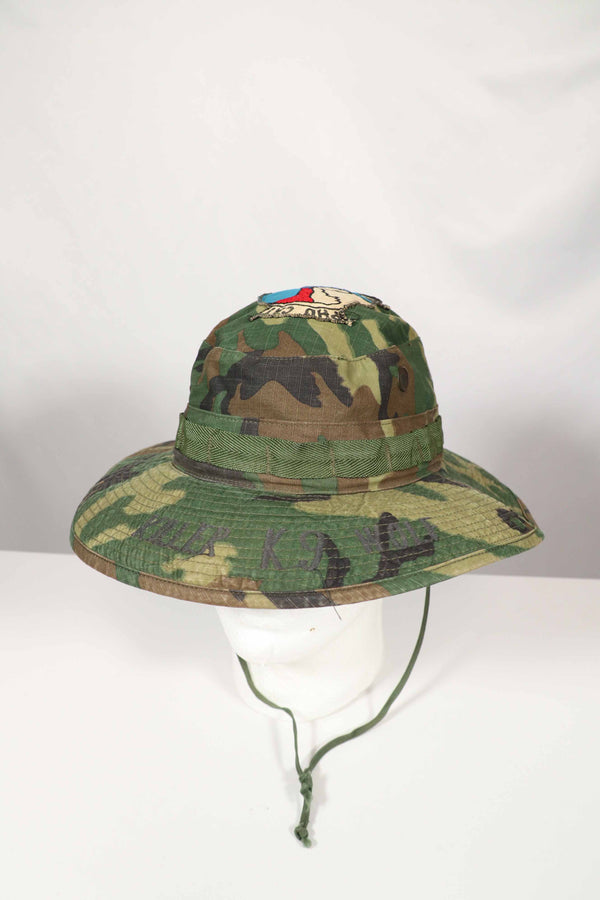 実物 ERDL 官給品ブーニーハット アメリカ軍 K-9 軍用犬 ローカルメイドパッチ&刺繍入り