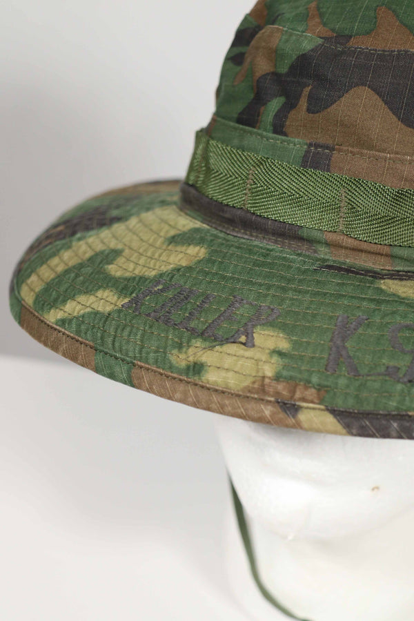 実物 ERDL 官給品ブーニーハット アメリカ軍 K-9 軍用犬 ローカルメイドパッチ&刺繍入り