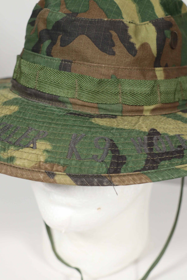 実物 ERDL 官給品ブーニーハット アメリカ軍 K-9 軍用犬 ローカルメイドパッチ&刺繍入り