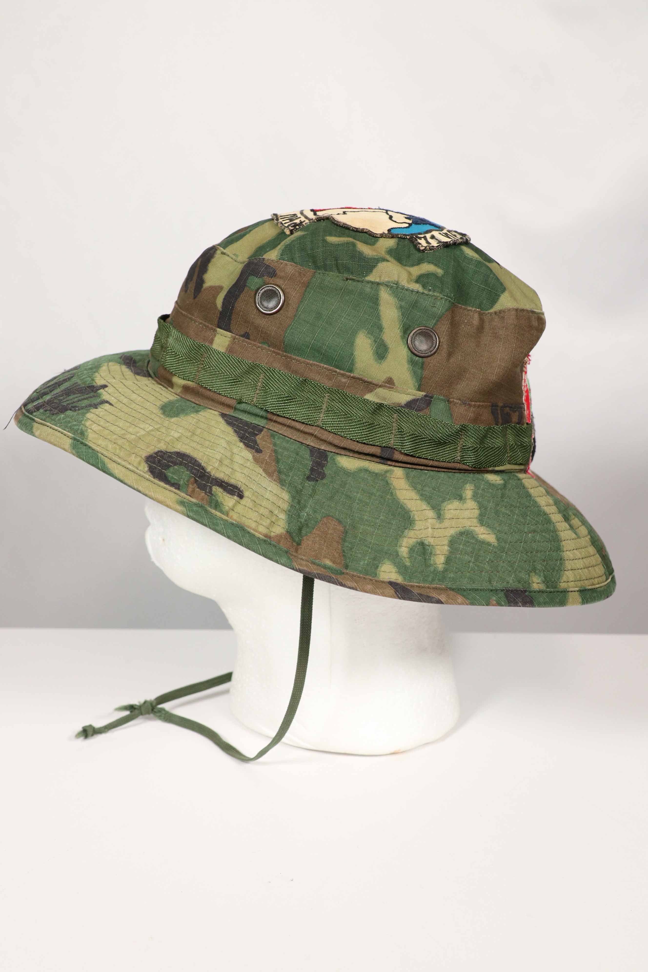 実物 ERDL 官給品ブーニーハット アメリカ軍 K-9 軍用犬 ローカルメイドパッチ&刺繍入り