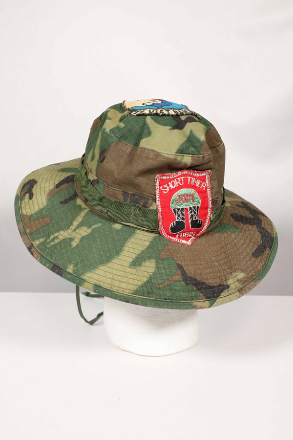 実物 ERDL 官給品ブーニーハット アメリカ軍 K-9 軍用犬 ローカルメイドパッチ&刺繍入り