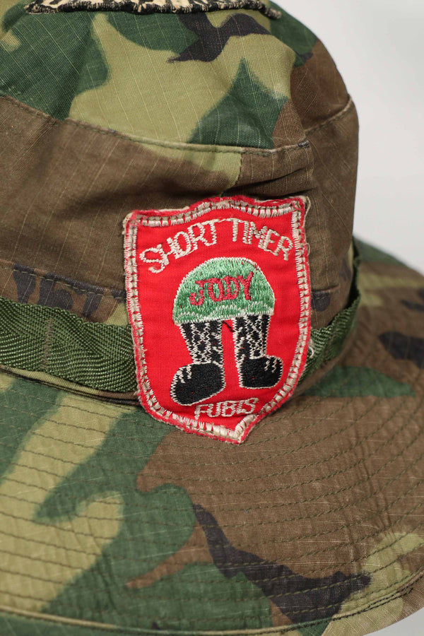 実物 ERDL 官給品ブーニーハット アメリカ軍 K-9 軍用犬 ローカルメイドパッチ&刺繍入り