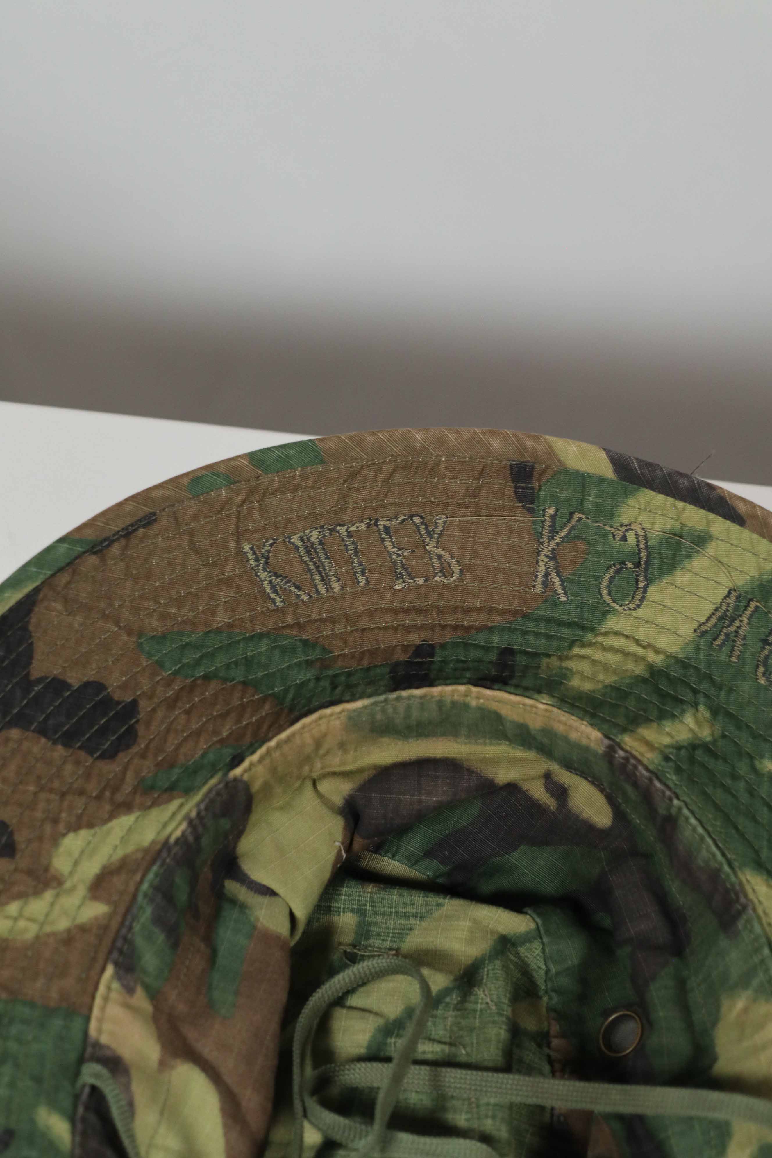 実物 ERDL 官給品ブーニーハット アメリカ軍 K-9 軍用犬 ローカルメイドパッチ&刺繍入り
