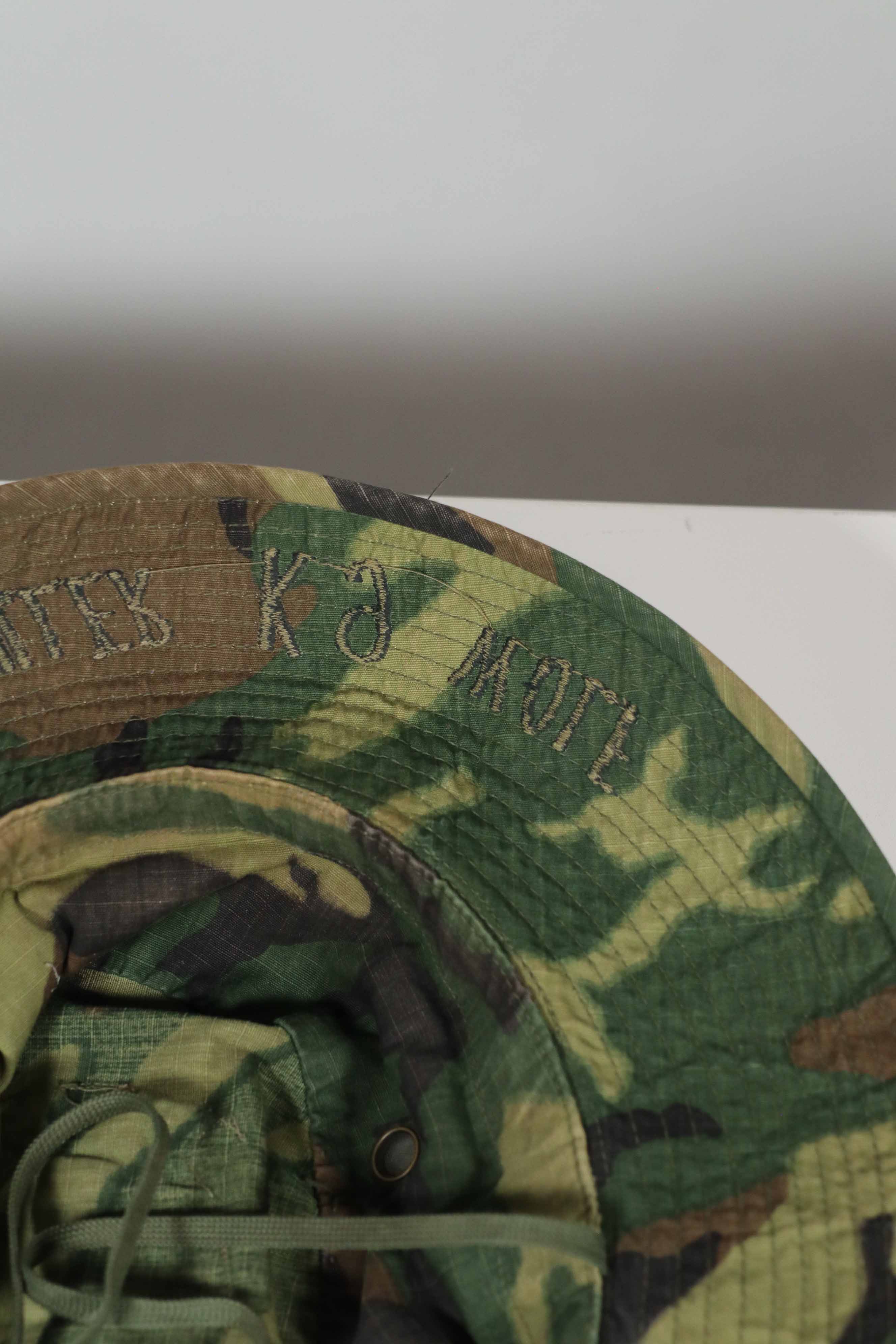 実物 ERDL 官給品ブーニーハット アメリカ軍 K-9 軍用犬 ローカルメイドパッチ&刺繍入り