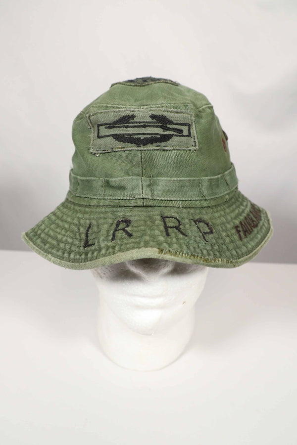 実物 ローカルメイド ODブーニー 9th Infantry Divition LRRP 直接刺繍&狙撃手パッチ付き ブーニーハット