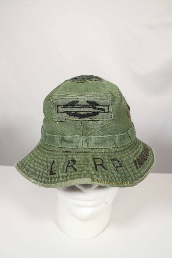 実物 ローカルメイド ODブーニー 9th Infantry Divition LRRP 直接刺繍&狙撃手パッチ付き ブーニーハット