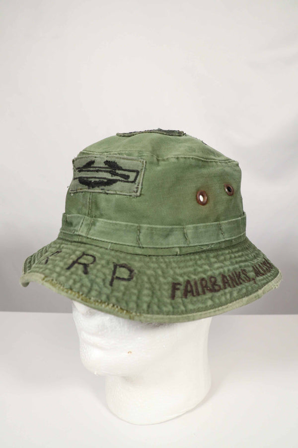 実物 ローカルメイド ODブーニー 9th Infantry Divition LRRP 直接刺繍&狙撃手パッチ付き ブーニーハット