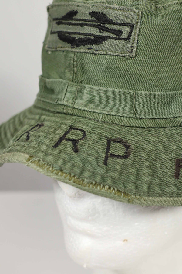 実物 ローカルメイド ODブーニー 9th Infantry Divition LRRP 直接刺繍&狙撃手パッチ付き ブーニーハット
