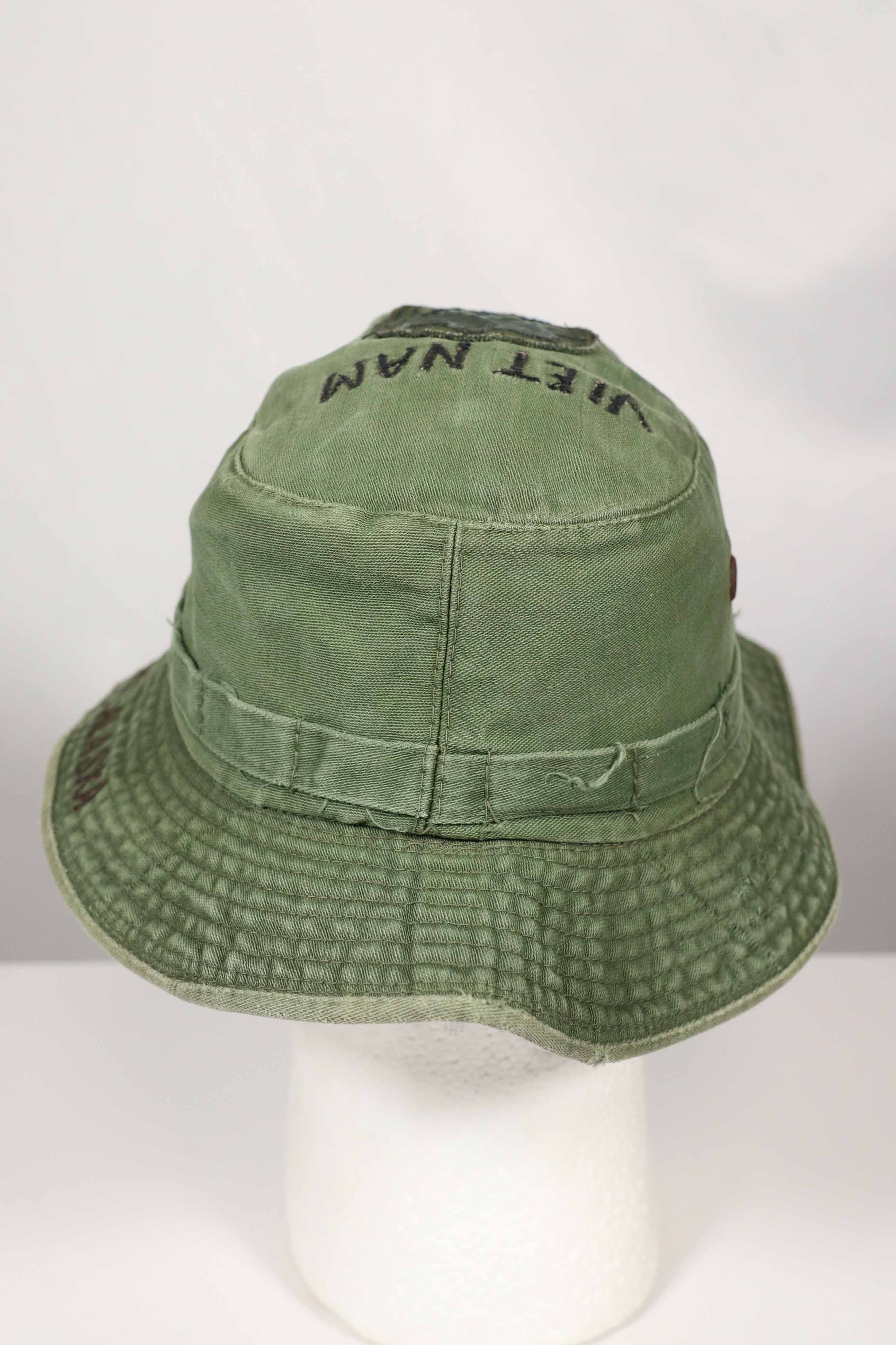 実物 ローカルメイド ODブーニー 9th Infantry Divition LRRP 直接刺繍&狙撃手パッチ付き ブーニーハット