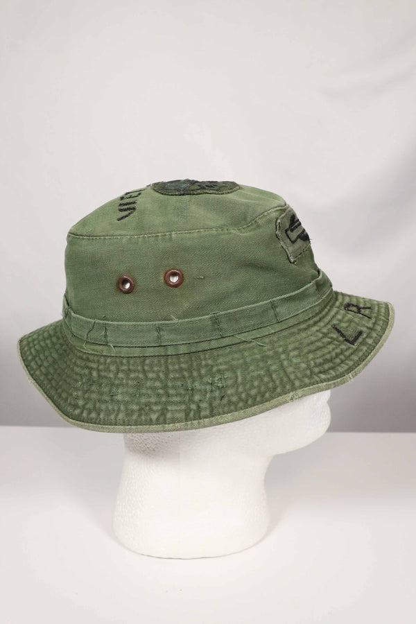 実物 ローカルメイド ODブーニー 9th Infantry Divition LRRP 直接刺繍&狙撃手パッチ付き ブーニーハット