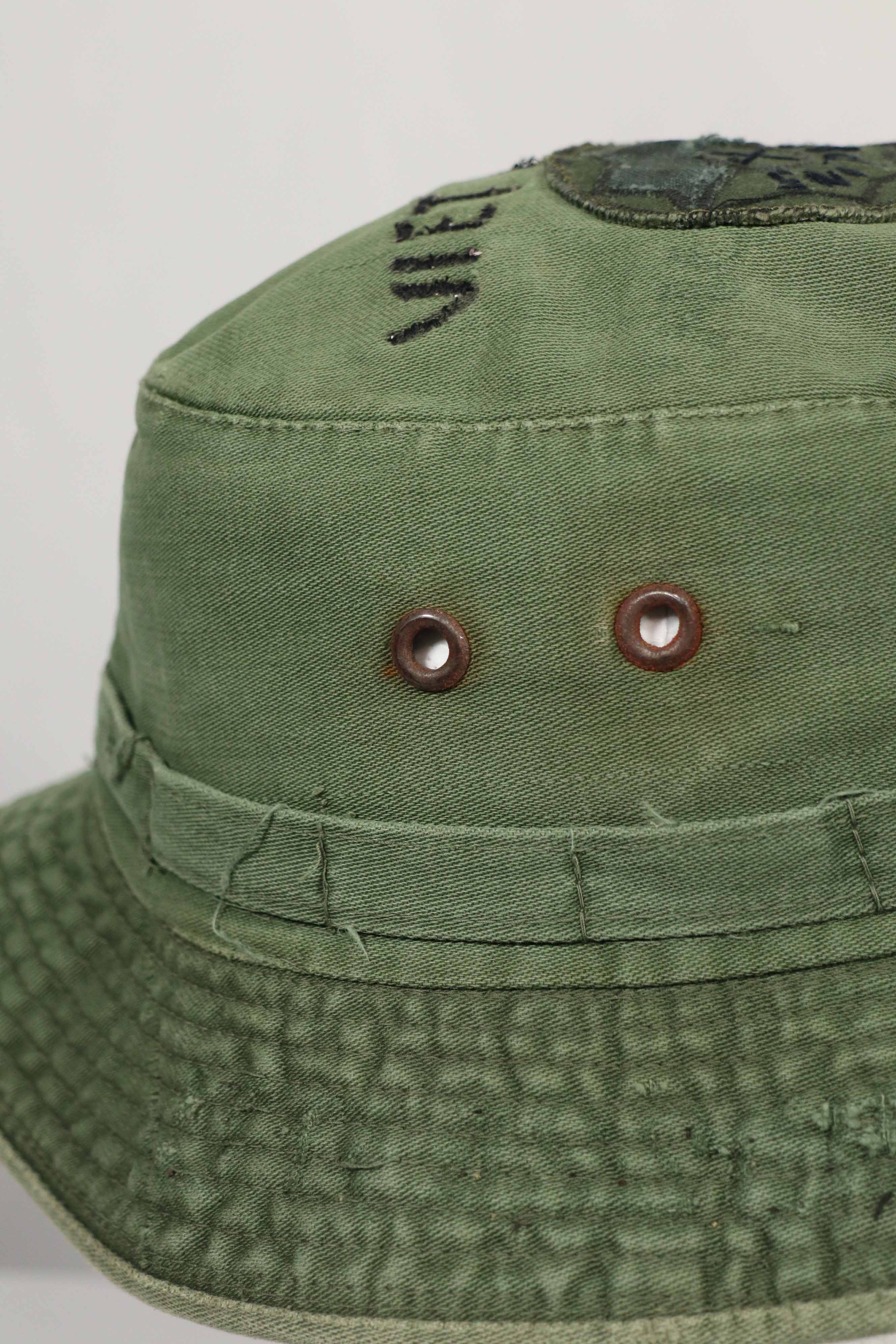 実物 ローカルメイド ODブーニー 9th Infantry Divition LRRP 直接刺繍&狙撃手パッチ付き ブーニーハット