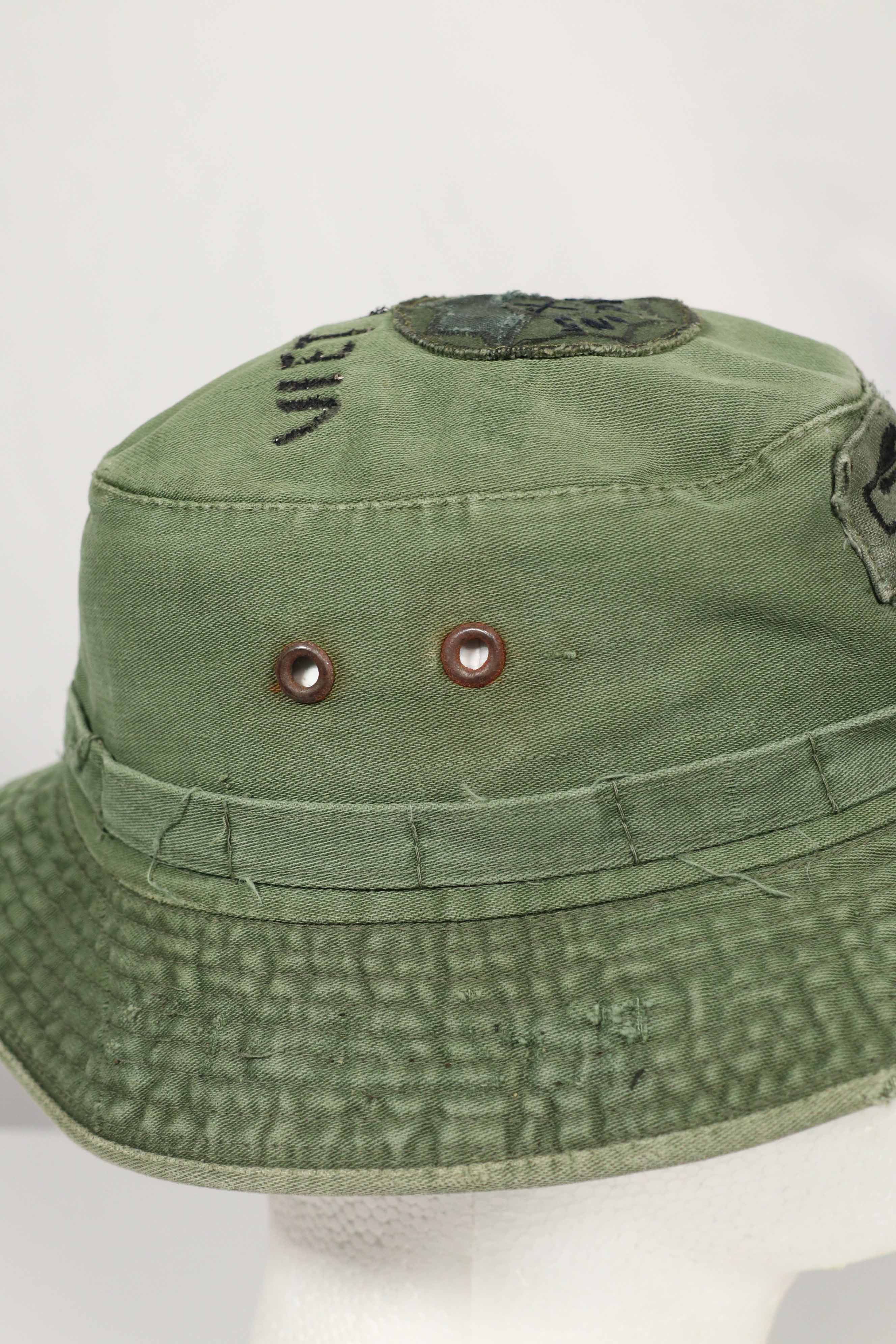 実物 ローカルメイド ODブーニー 9th Infantry Divition LRRP 直接刺繍&狙撃手パッチ付き ブーニーハット