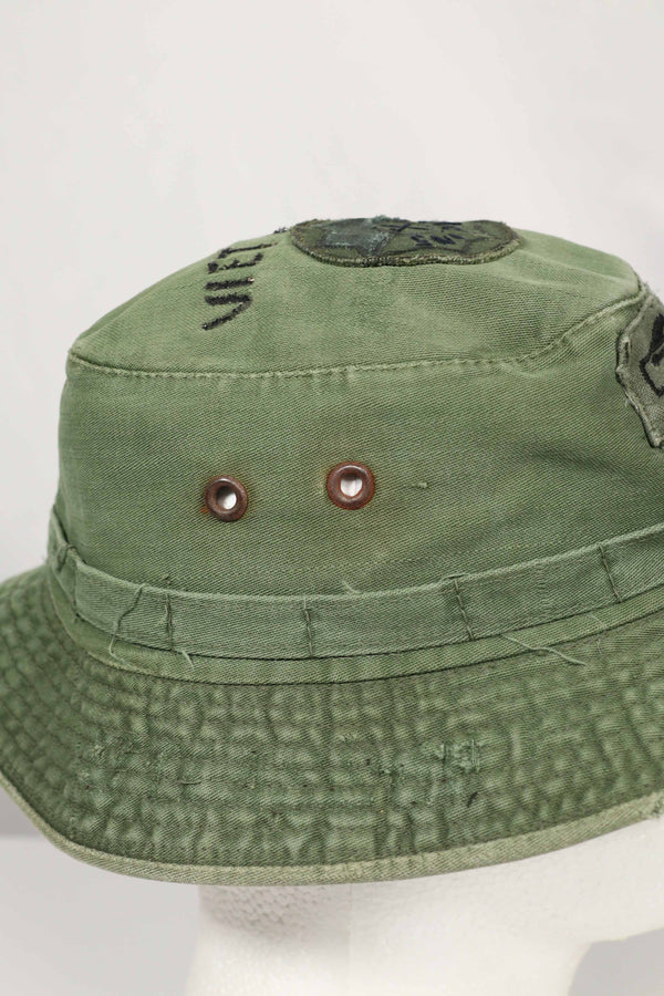 実物 ローカルメイド ODブーニー 9th Infantry Divition LRRP 直接刺繍&狙撃手パッチ付き ブーニーハット
