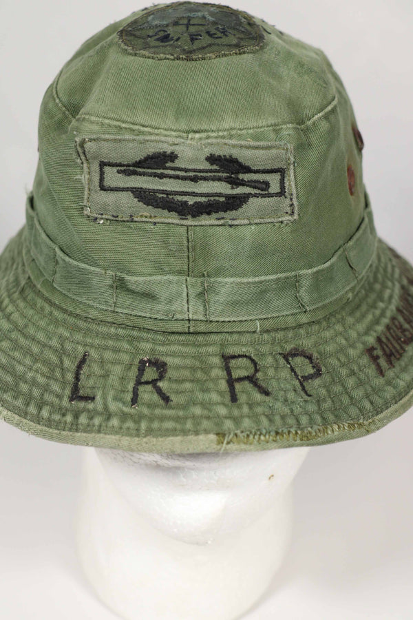 実物 ローカルメイド ODブーニー 9th Infantry Divition LRRP 直接刺繍&狙撃手パッチ付き ブーニーハット