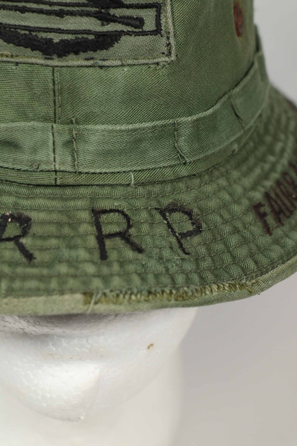 実物 ローカルメイド ODブーニー 9th Infantry Divition LRRP 直接刺繍&狙撃手パッチ付き ブーニーハット