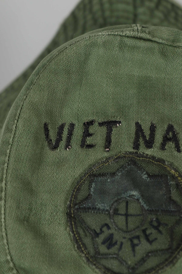 実物 ローカルメイド ODブーニー 9th Infantry Divition LRRP 直接刺繍&狙撃手パッチ付き ブーニーハット