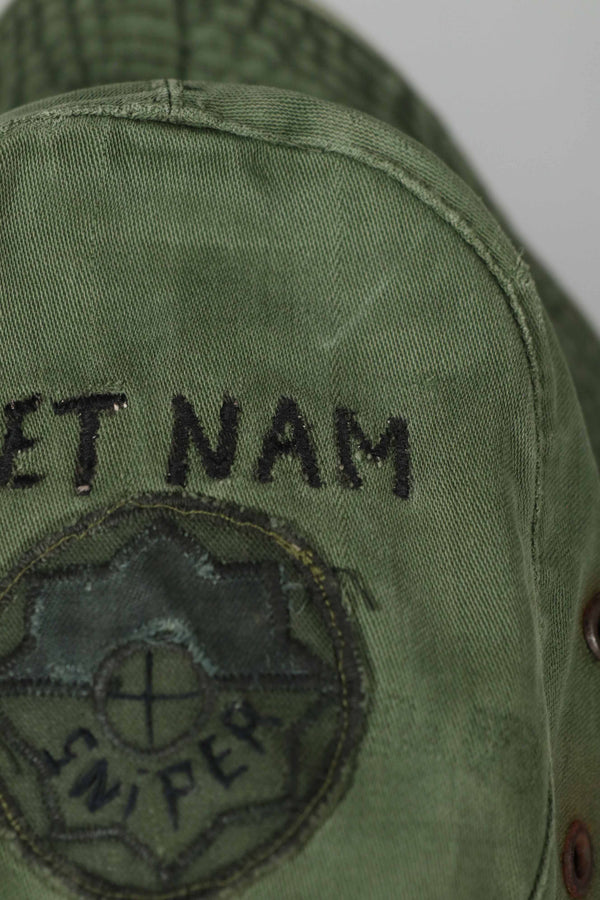 実物 ローカルメイド ODブーニー 9th Infantry Divition LRRP 直接刺繍&狙撃手パッチ付き ブーニーハット