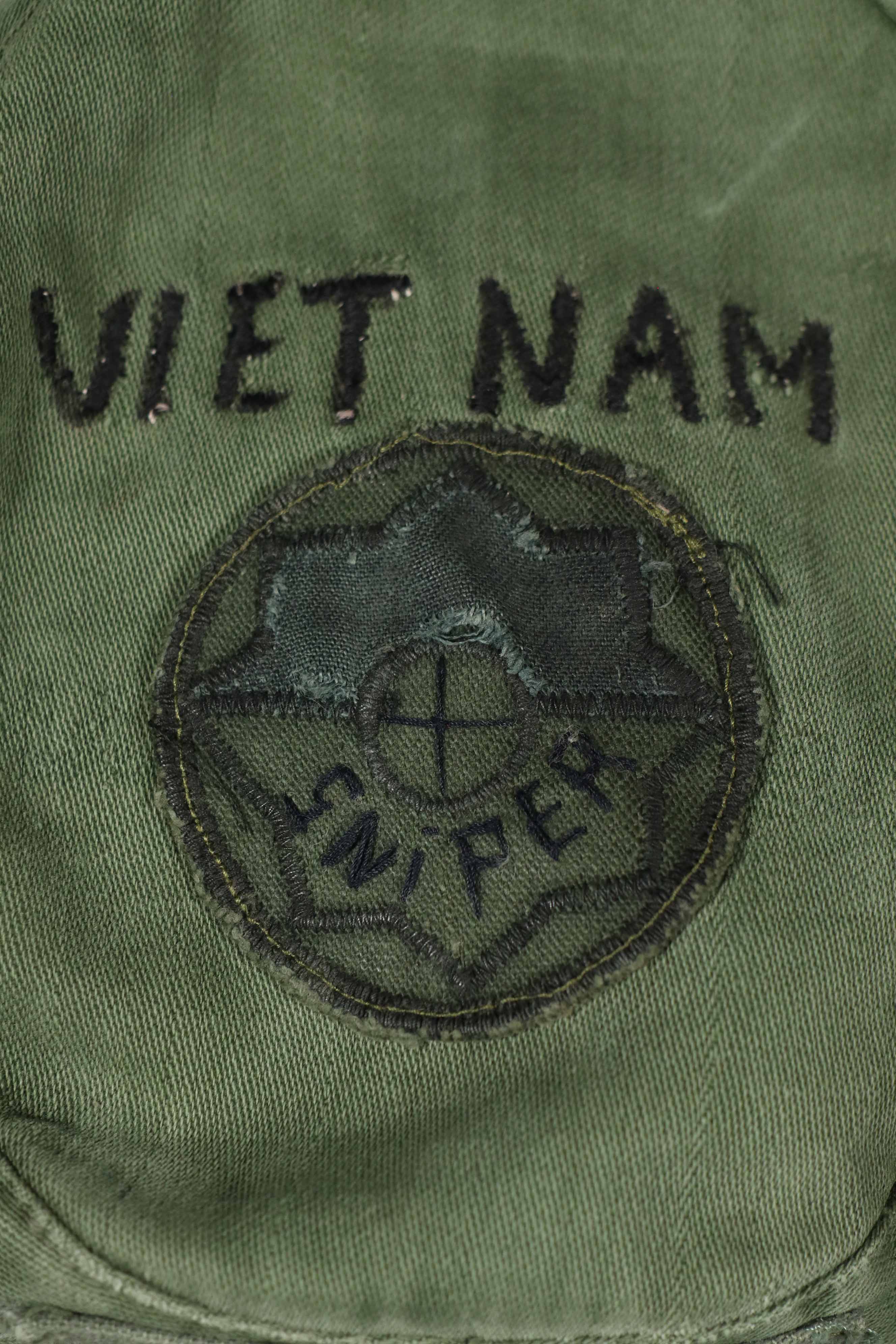実物 ローカルメイド ODブーニー 9th Infantry Divition LRRP 直接刺繍&狙撃手パッチ付き ブーニーハット