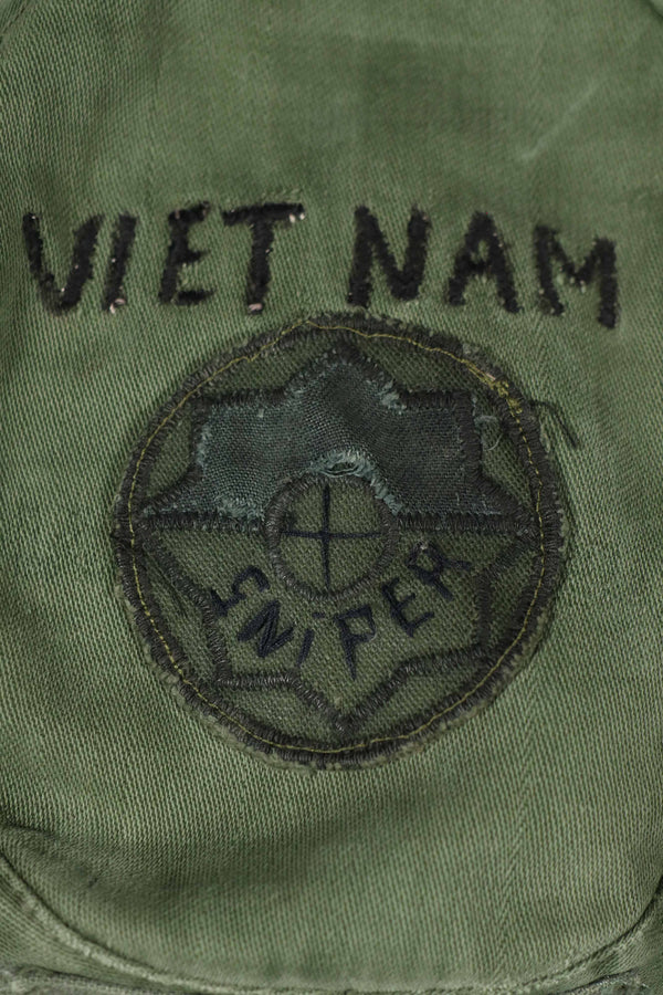 実物 ローカルメイド ODブーニー 9th Infantry Divition LRRP 直接刺繍&狙撃手パッチ付き ブーニーハット