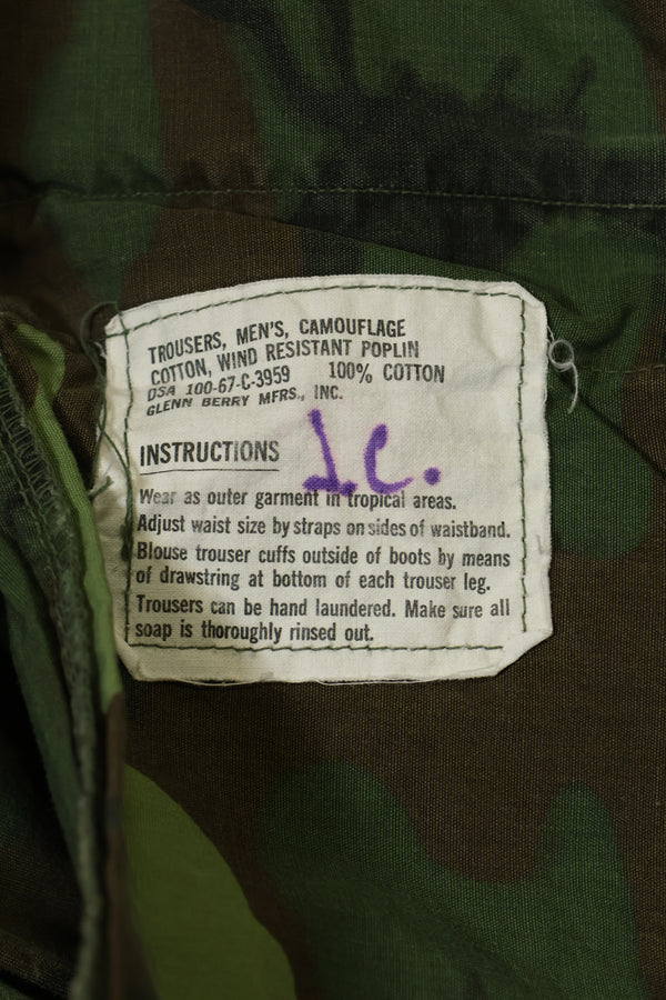 1967年 ポップリン製 初期プリント ERDL ジャングルファティーグパンツ L-L 大きめ 中古品