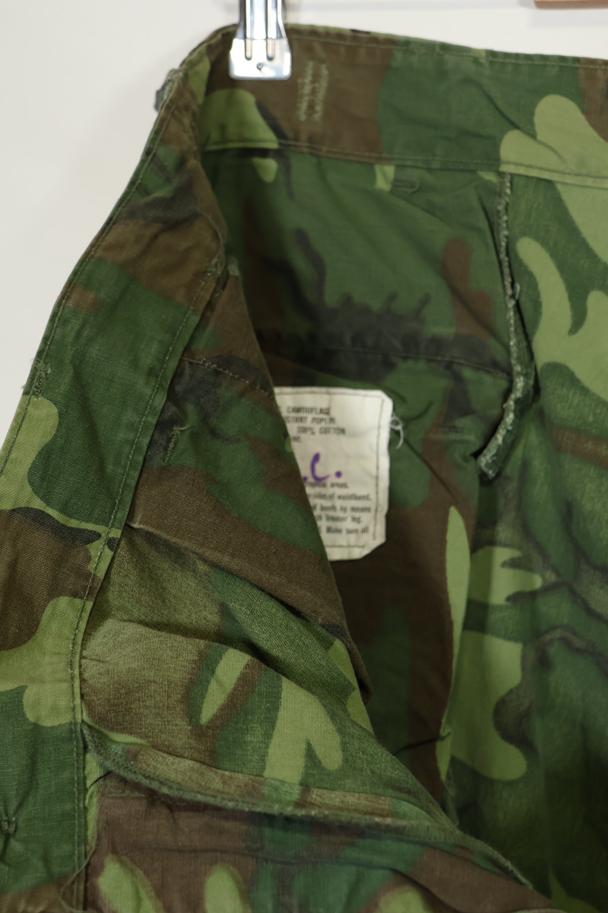 1967年 ポップリン製 初期プリント ERDL ジャングルファティーグパンツ L-L 大きめ 中古品