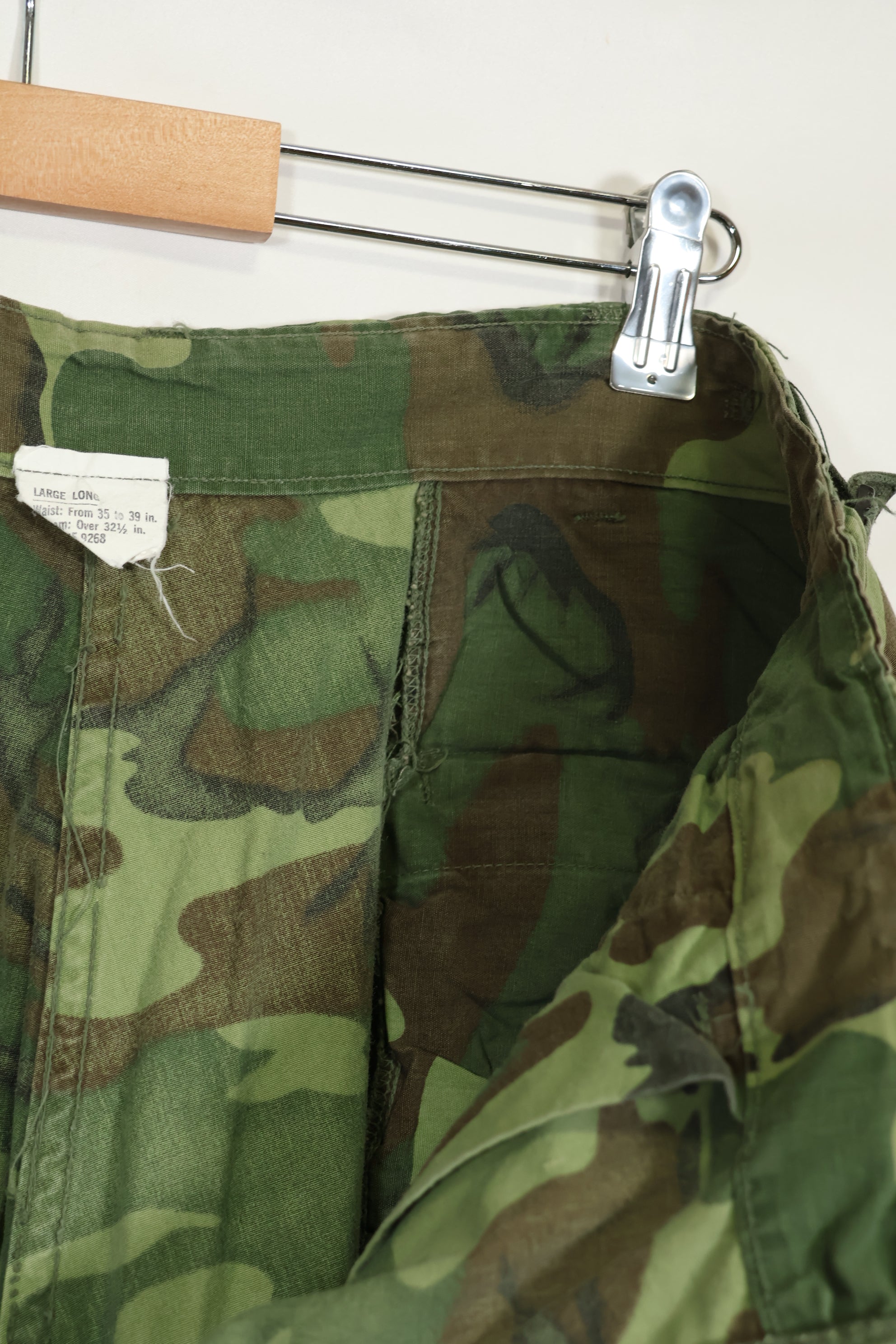1967年 ポップリン製 初期プリント ERDL ジャングルファティーグパンツ L-L 大きめ 中古品