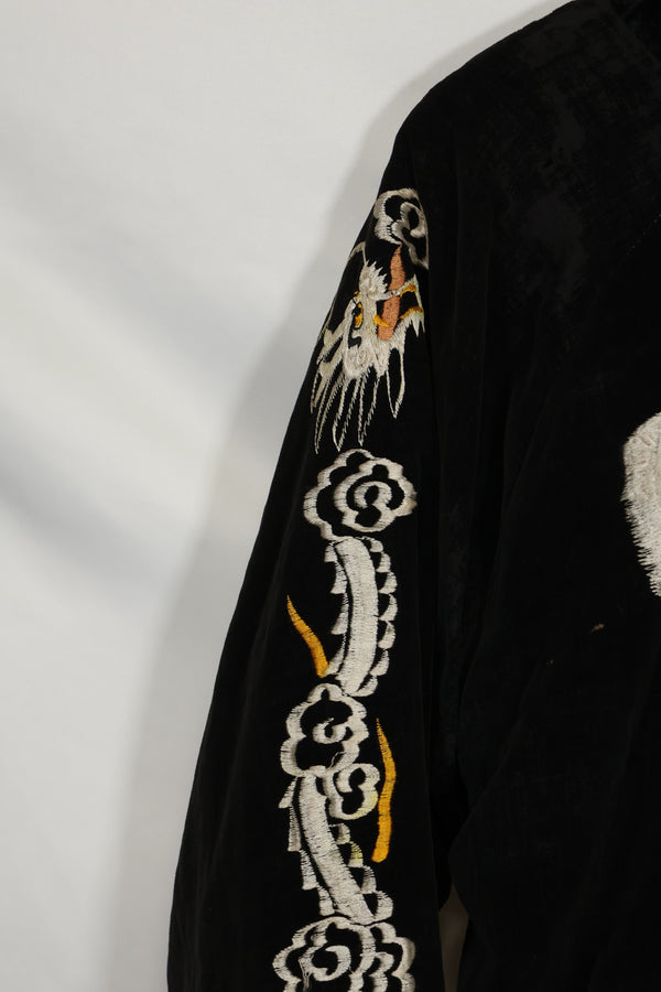 1950年代 Japan Jacket 大きめサイズ 虎デザイン ブラック 補修あり 中古品