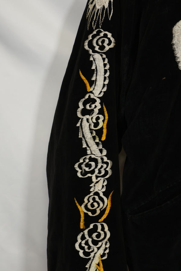 1950年代 Japan Jacket 大きめサイズ 虎デザイン ブラック 補修あり 中古品