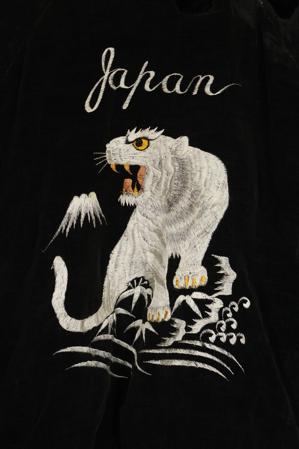 1950年代 Japan Jacket 大きめサイズ 虎デザイン ブラック 補修あり 中古品