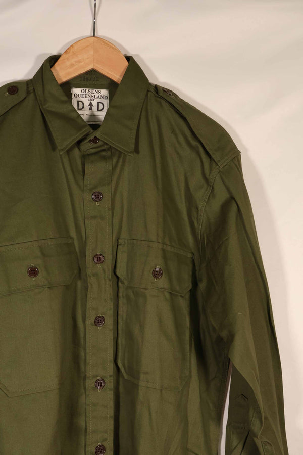 実物 1966年製 デッドストック オーストラリア軍 OD ファティーグシャツ 15 1/2 X32