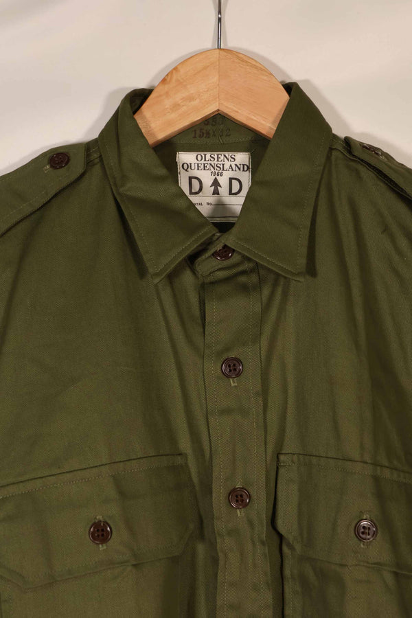 実物 1966年製 デッドストック オーストラリア軍 OD ファティーグシャツ 15 1/2 X32