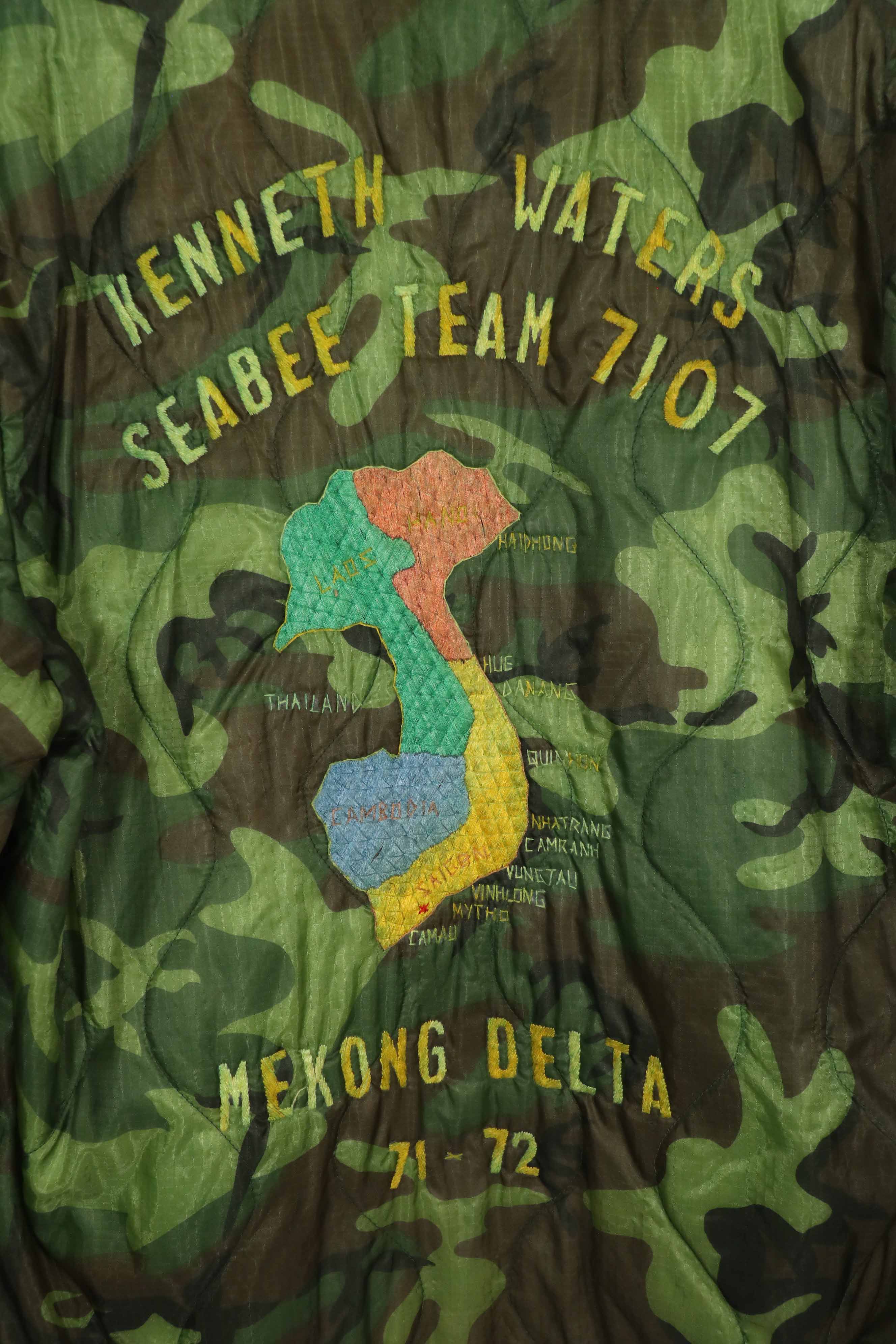 実物 米軍ポンチョライナー製 US NAVY SEABEE TEAM 7107  1971-72 ツアージャケット