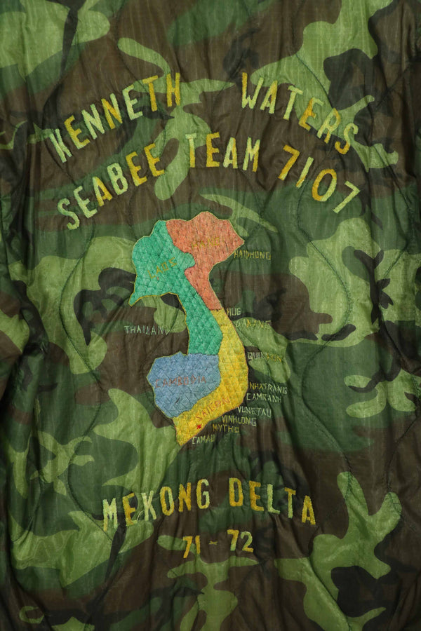 実物 米軍ポンチョライナー製 US NAVY SEABEE TEAM 7107  1971-72 ツアージャケット