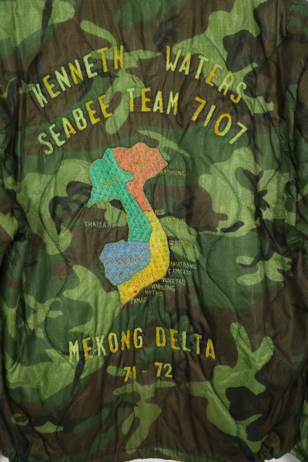 実物 米軍ポンチョライナー製 US NAVY SEABEE TEAM 7107  1971-72 ツアージャケット