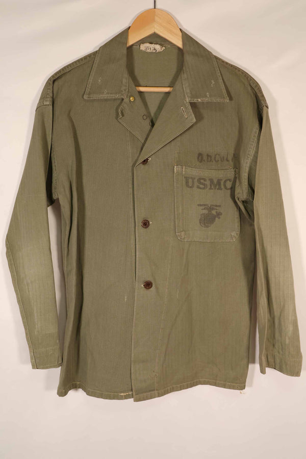 実物 1940年代 アメリカ海兵隊 USMC M41 HBTユーティリティジャケット 退色あり ポケット欠損
