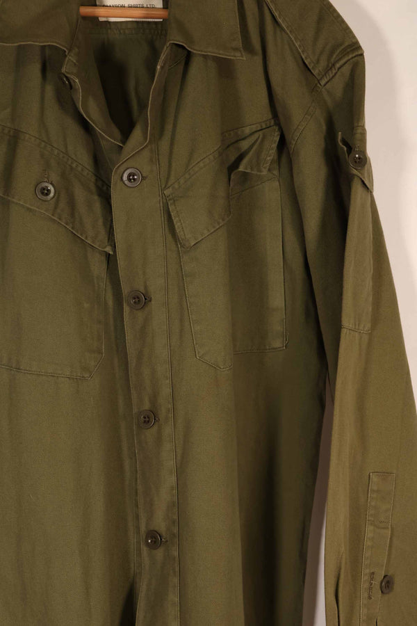 実物 1969年製 ニュージーランド軍 OD ファティーグシャツ Size 39/41L 中古品扱い
