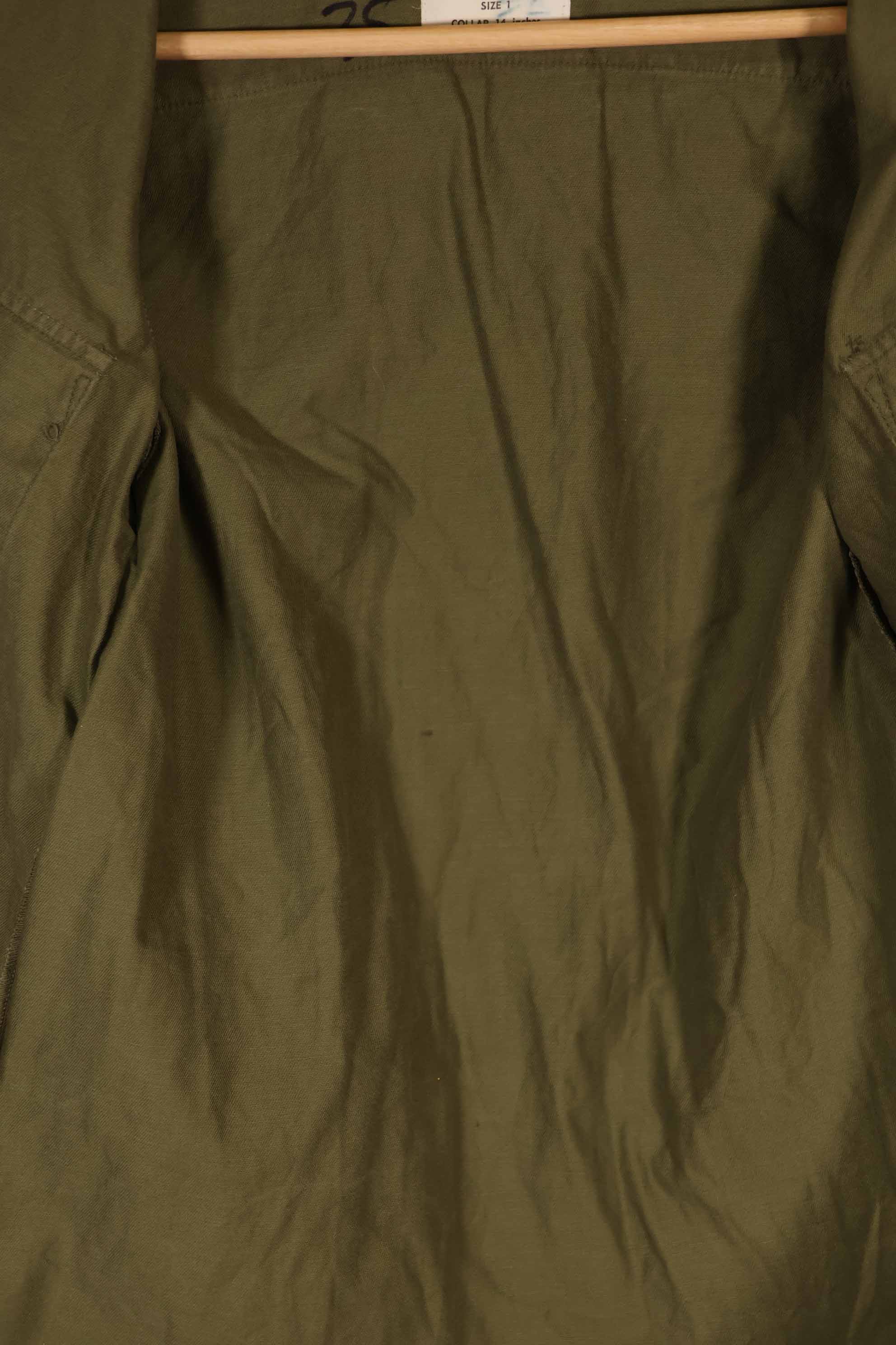 実物 1970年製 ニュージーランド軍 OD ファティーグシャツ Size 1 中古品