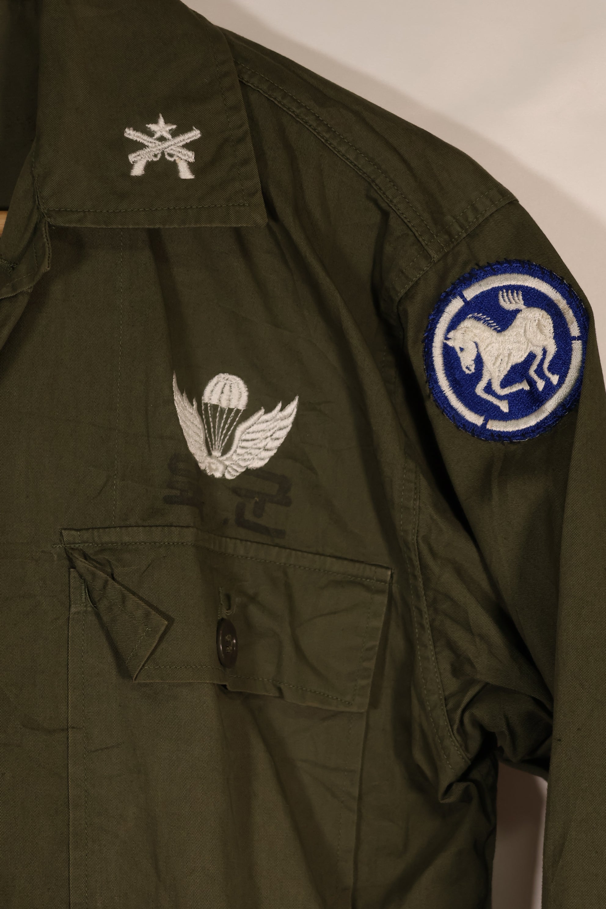 実物 韓国軍 ミリタリーポリス ポップリンシャツ 中古品 直接刺繍あり パッチ後付け