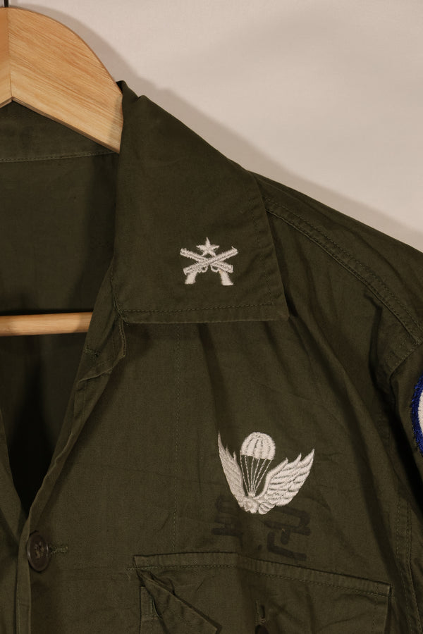 実物 韓国軍 ミリタリーポリス ポップリンシャツ 中古品 直接刺繍あり パッチ後付け