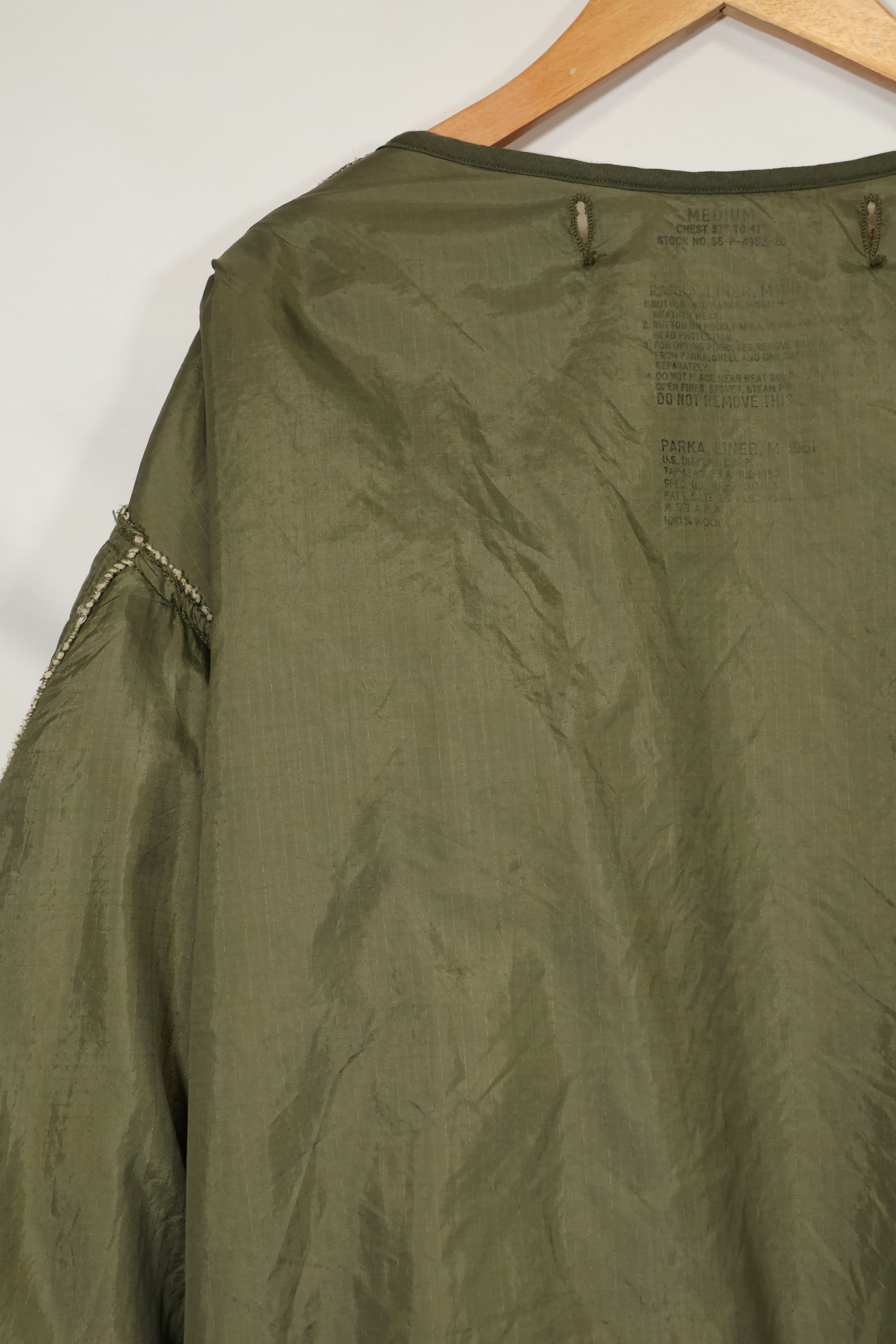 1953年 4月 M51 フィールドパーカー用 パイルライナー サイズ Medium 中古品