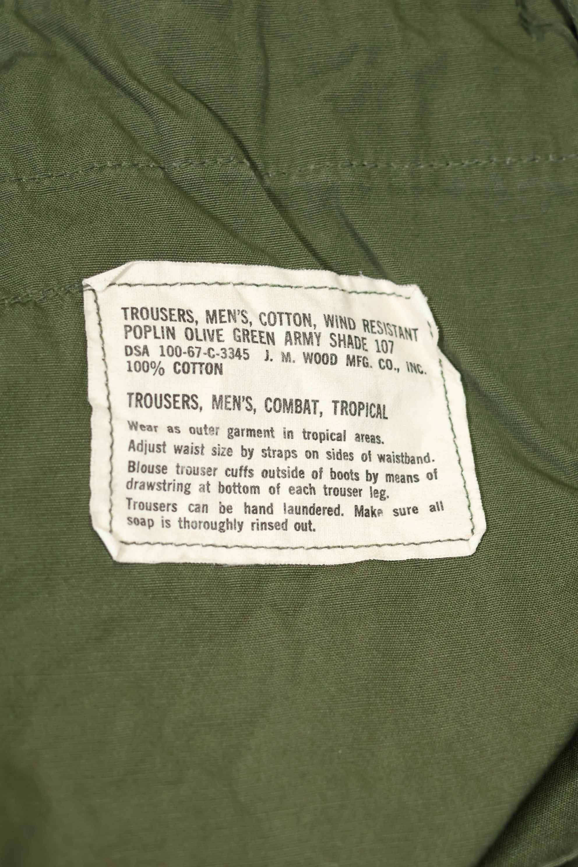 1967年契約 3rd Model ノンリップストップ ジャングルファティーグ パンツ L-L 中古品