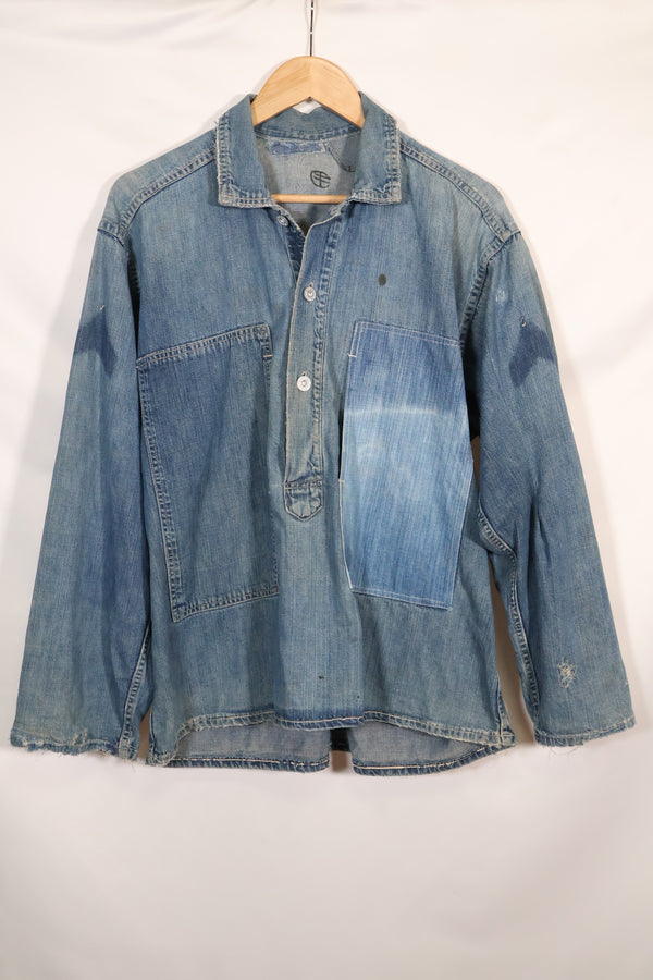 1930年代 アメリカ陸軍 デニム プルオーバーシャツ 3ボタン 中古品