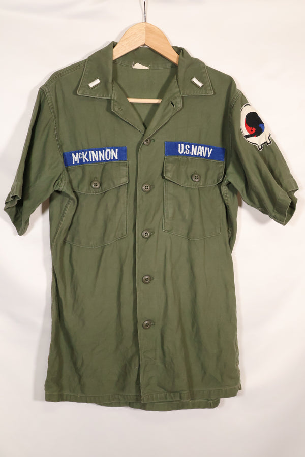 1967年契約 スヌーピーパッチ アメリカ海軍 USN OG-107 ユーティリティシャツ 中古品 A