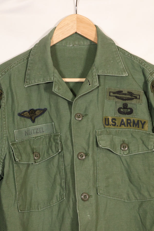 1960年代〜70年代 OG-107 ユーティリティシャツ アメリカ陸軍 173空挺旅団 所属兵士 中古品