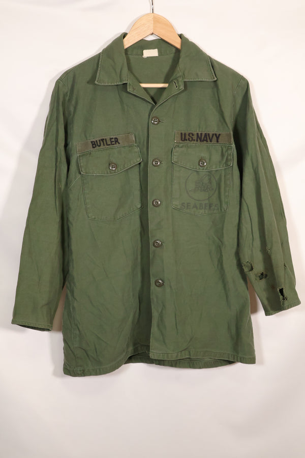1967年契約 アメリカ海軍 OG-107 ユーティリティシャツ 工兵部隊 SEABEES 同一オーナー A