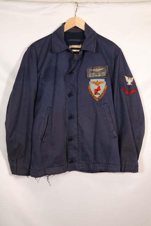 1968年契約 アメリカ海軍 対潜哨戒整備兵 デッキジャケット ローカルメイドパッチ付 中古品